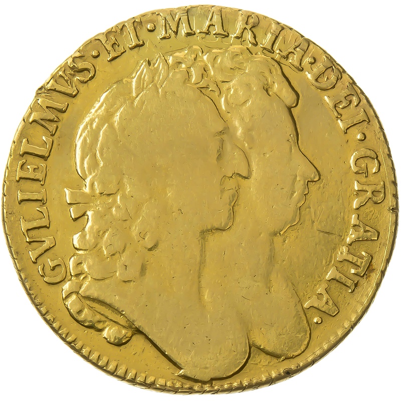 1690 William and Mary Gold Guinea - Fine