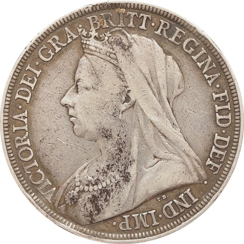1895 Silver Crown Coin Queen Victoria Old Head