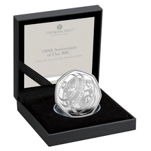 2022 Proof 50p Silver Coin 100th Anniversary of Our BBC Boxed