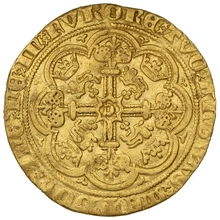 1361-1369 Gold Half Noble Coin Edward III Calais Mint