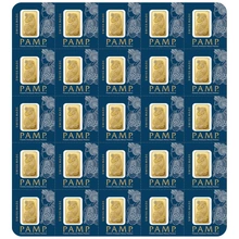25 x 1g Gold Bar PAMP Lady Fortuna Multigram Minted