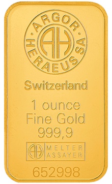 1oz Gold Bar Argor-Heraeus