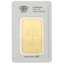 100g Gold Bar Metalor Minted
