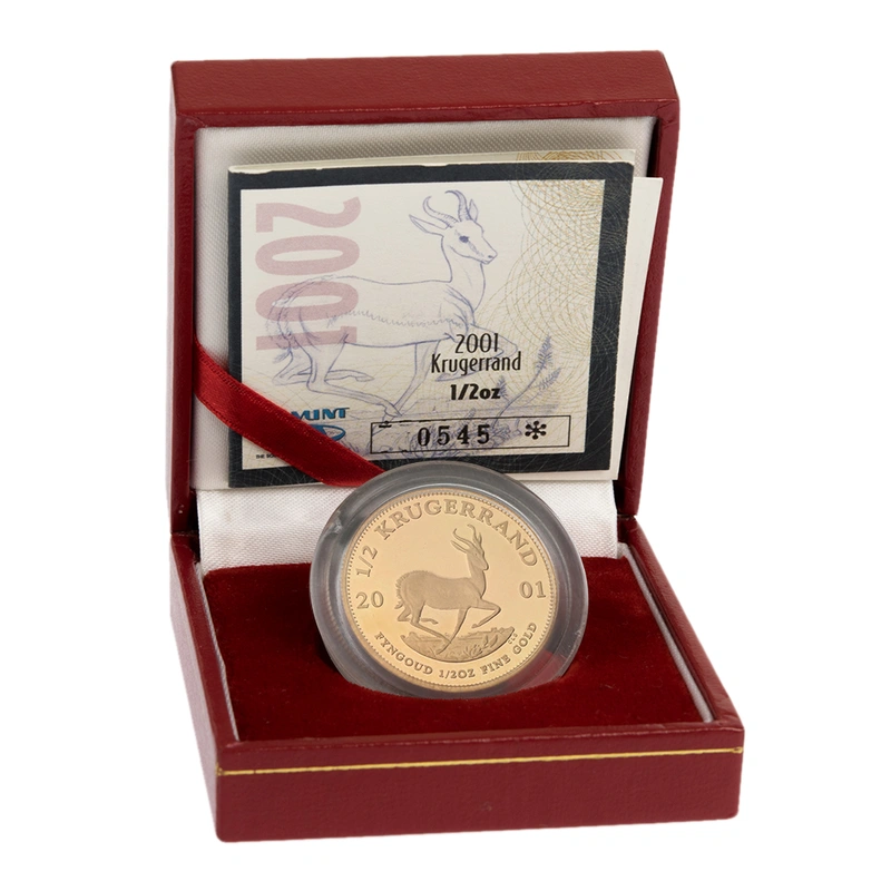 2001 Proof 1/2oz Krugerrand Gold Coin Boxed