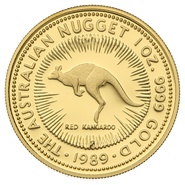 1989 Proof Australian Kangaroo Gold Nugget Coin 1oz