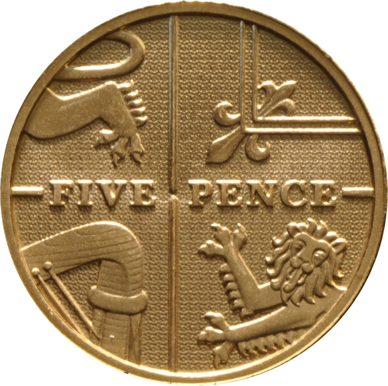 2015 Proof Gold 5p Coin Royal Shield 5th Portrait