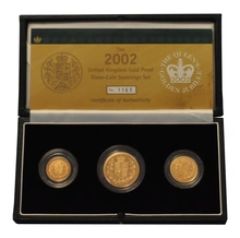 2002 Proof Gold Sovereign 3 Coin Set Boxed