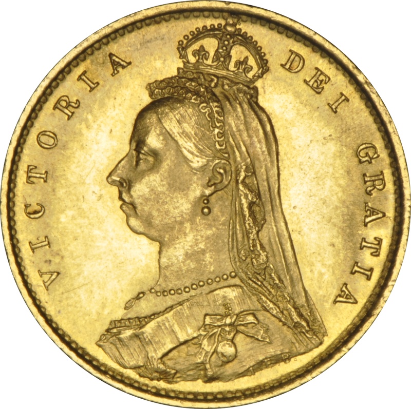 1887 Gold Half Sovereign Queen Victoria Jubilee Head Shield Back NGC MS64