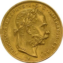 Austrian 20 Francs 8 Florins Gold Coin