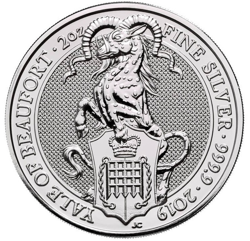 2019 2oz Yale Of Beaufort Silver Coin Queen's Beasts