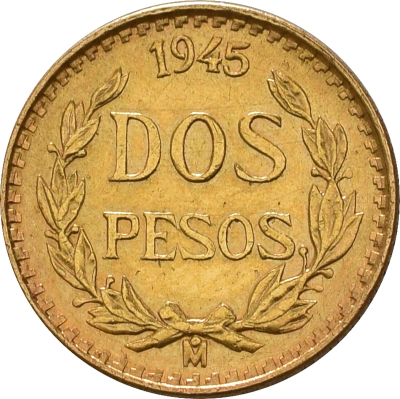 Mexican Dos 2 Pesos Gold Coin