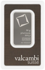 50g Platinum Bar Valcambi Minted
