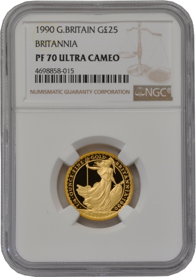 1990 Proof 1/4oz Gold Britannia Coin NGC PF70