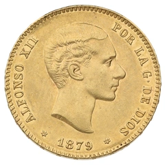 1879 Spanish 25 Pesetas Gold Coin Alfonso XII