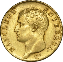 French 40 Francs Gold Coin Napoleon First Empire Bare Head 1804-1807 AN13 AN14
