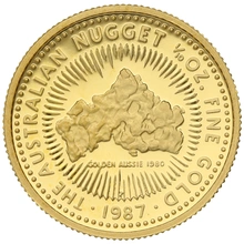1987 Proof 1/10oz Australian Kangaroo Gold Nugget Coin