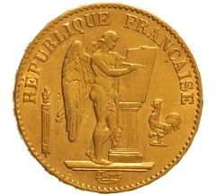 1877 French 20 Francs Gold Coin Guardian Angel A