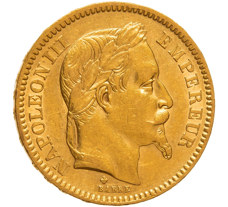 1862 French 20 Francs Gold Coin Napoleon III Laureate Head BB