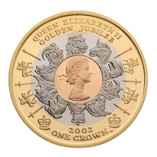 2002 Proof Isle of Man Gold Crown Golden Jubilee Tri Color Boxed 18ct
