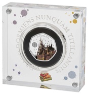 2023 25th Anniversary of Harry Potter - Hogwarts School Fifty Pence Proof Silver Coin Boxed