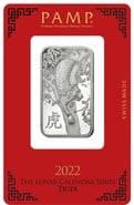 1oz Platinum Bar 2022 Year of the Tiger PAMP Minted