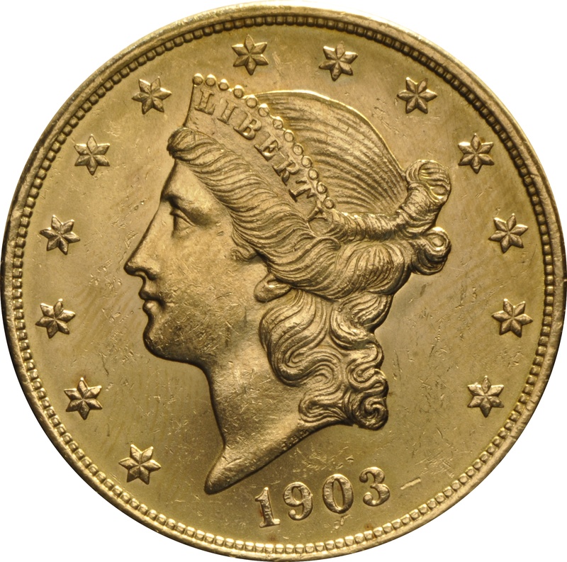 1903 $20 Gold Coin Double Eagle Liberty Head Philadelphia