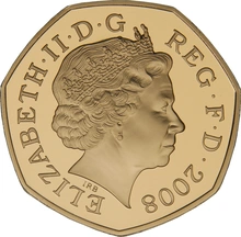 2008 Proof Gold 50p Coin Britannia Seated