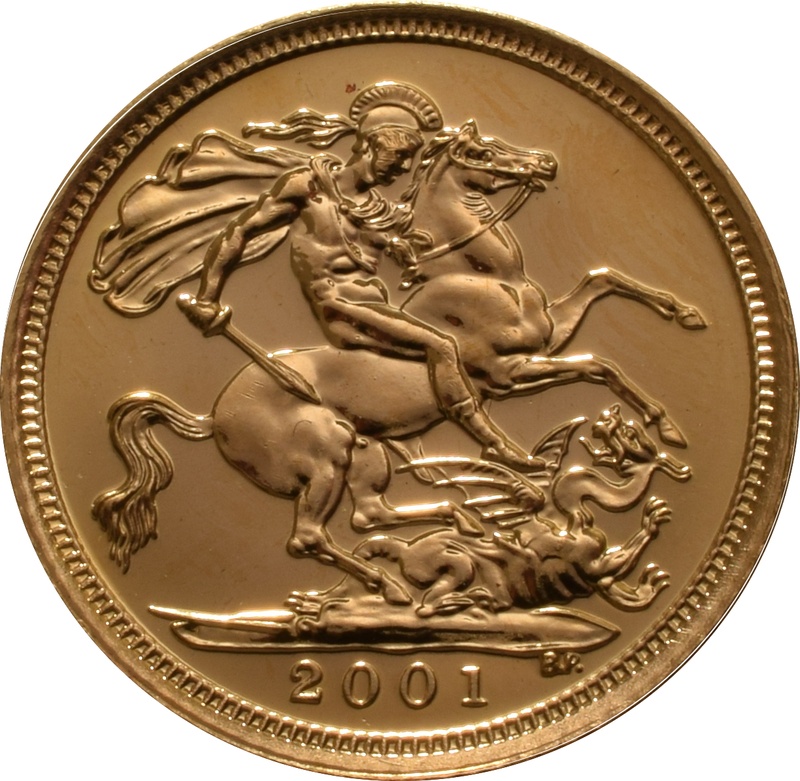 2001 Gold Half Sovereign Elizabeth II Fourth Head