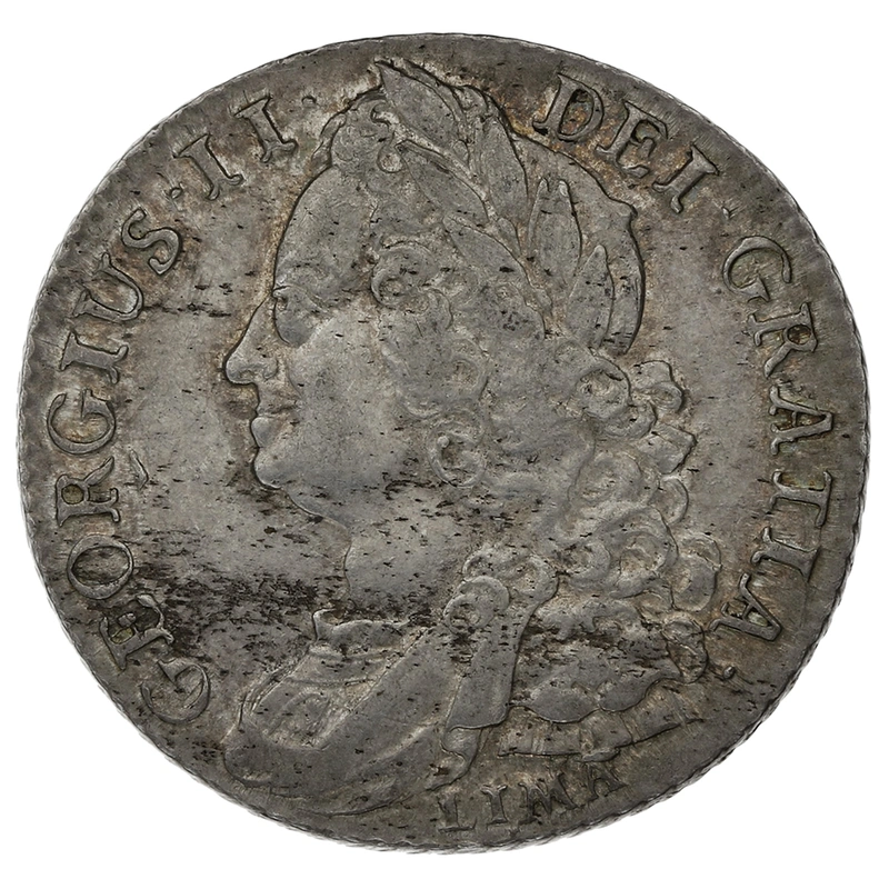 1745 Silver Shilling Coin George II LIMA