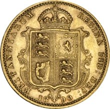 1890 Gold Half Sovereign Queen Victoria Jubilee Head Shield Back NGC AU55