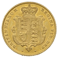 1842 Gold Half Sovereign Queen Victoria Young Head Shield Back