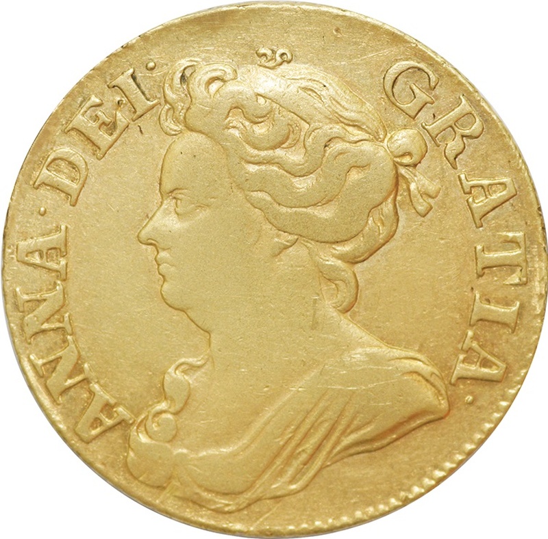 1710 Gold Guinea Coin Queen Anne Near Very Fine