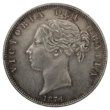 1874 Silver Half Crown Coin Queen Victoria