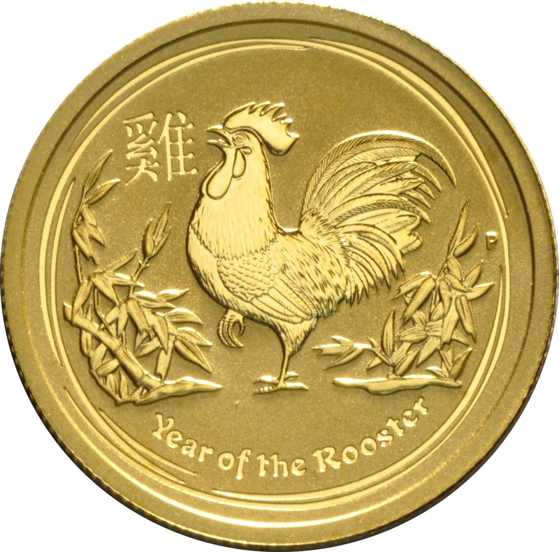 2017 Year of the Rooster Gold Coin 1/4oz  Perth Mint Australian Lunar Series