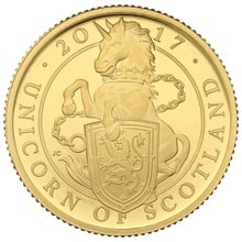 2017 1/4oz Proof Unicorn of Scotland Gold Coin Queen's Beasts Boxed
