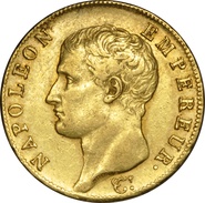 French 40 Francs Gold Coin Napoleon First Empire Bare Head 1804-1807 AN13 AN14