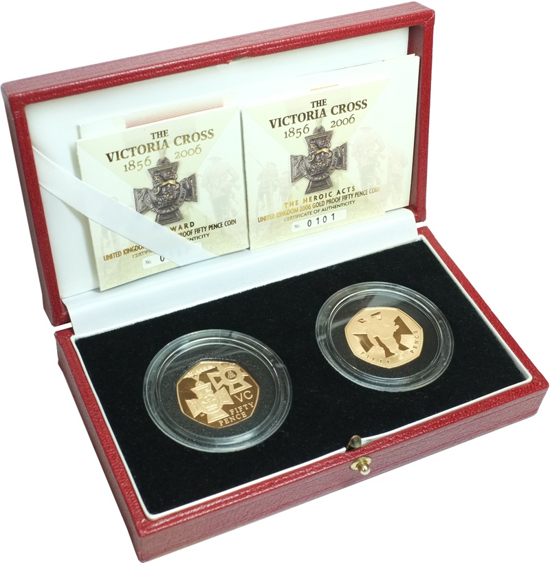 Gold Proof 2006 Fifty Pence 50p Piece - Victoria Cross (2 coin) Boxed