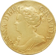 1710 Gold Guinea Coin Queen Anne Near Very Fine