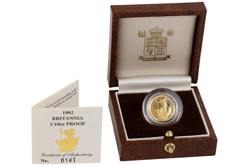1992 Proof 1/10oz Gold Britannia Coin Boxed
