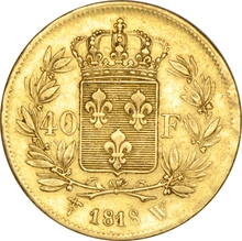 French 40 Francs Gold Coin Louis XVIII 1816-1824