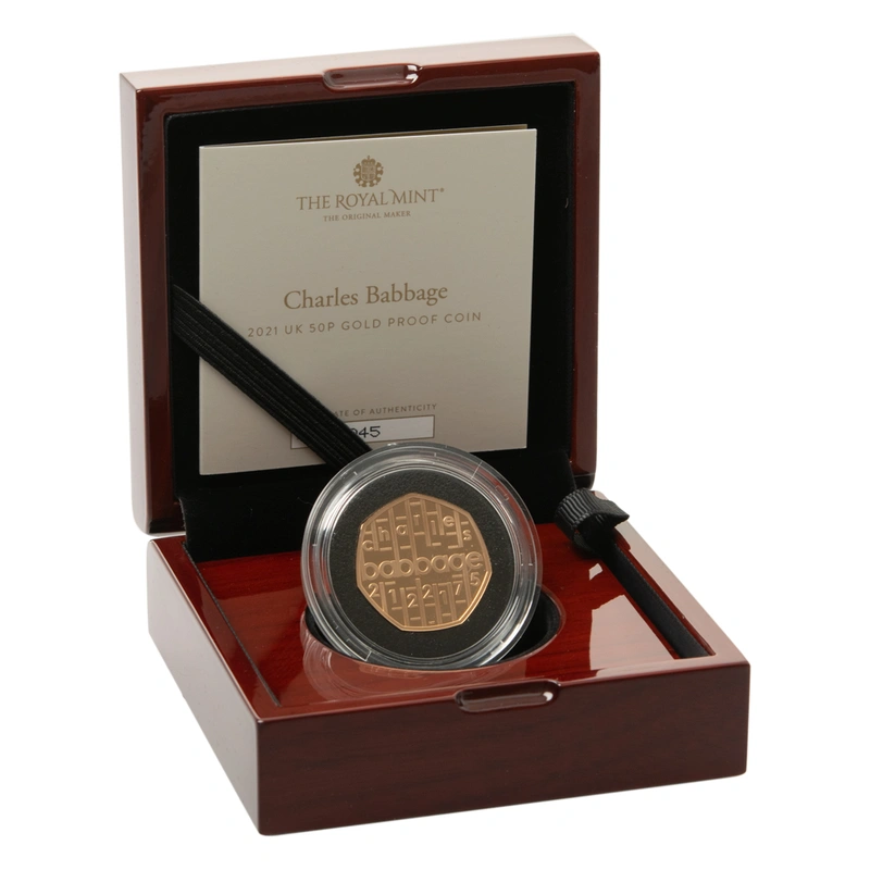 2021 Proof 50p Gold Coin Charles Babbage Innovation in Science Boxed