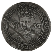 1551-1553 Silver Sixpence Coin Edward VI Tun
