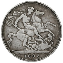 1893 Silver Crown Coin Queen Victoria 