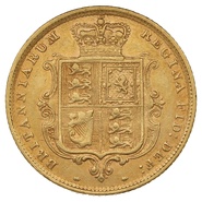 1884 Gold Half Sovereign Queen Victoria Young Head Shield Back