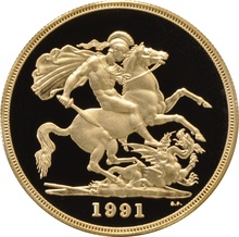 1991 Proof Gold £5 Coin Quintuple Sovereign
