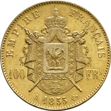 French 100 Francs Gold Coin Bare Head