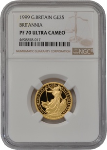 1999 Proof 1/4oz Gold Britannia Coin NGC PF70