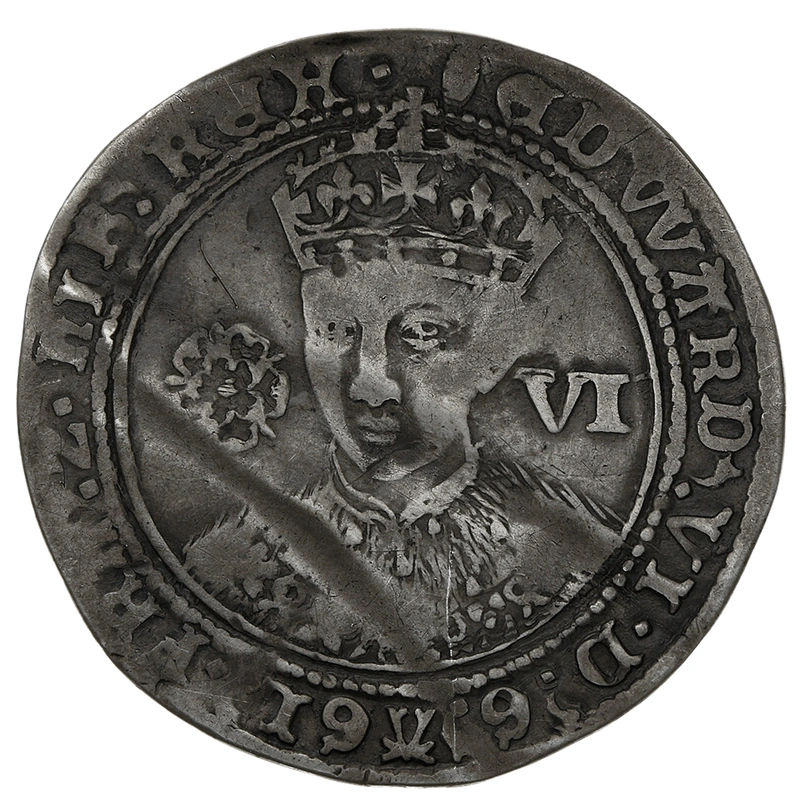 1551-1553 Silver Sixpence Coin Edward VI Tun