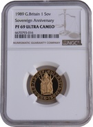 1989 Proof Gold Sovereign NGC PF69