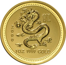 2000 Year of the Dragon Gold Coin 1oz Perth Mint Australian Lunar Series